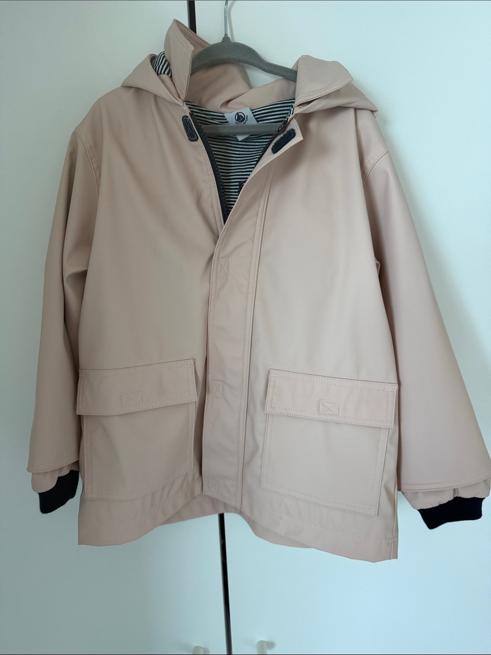 Petit Bateau Kids' Hooded Raincoat - Beige Blush